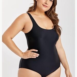 Delimira Woman's Plus-Size Black Modest Summer One-Piece Swimsuit Sz 26